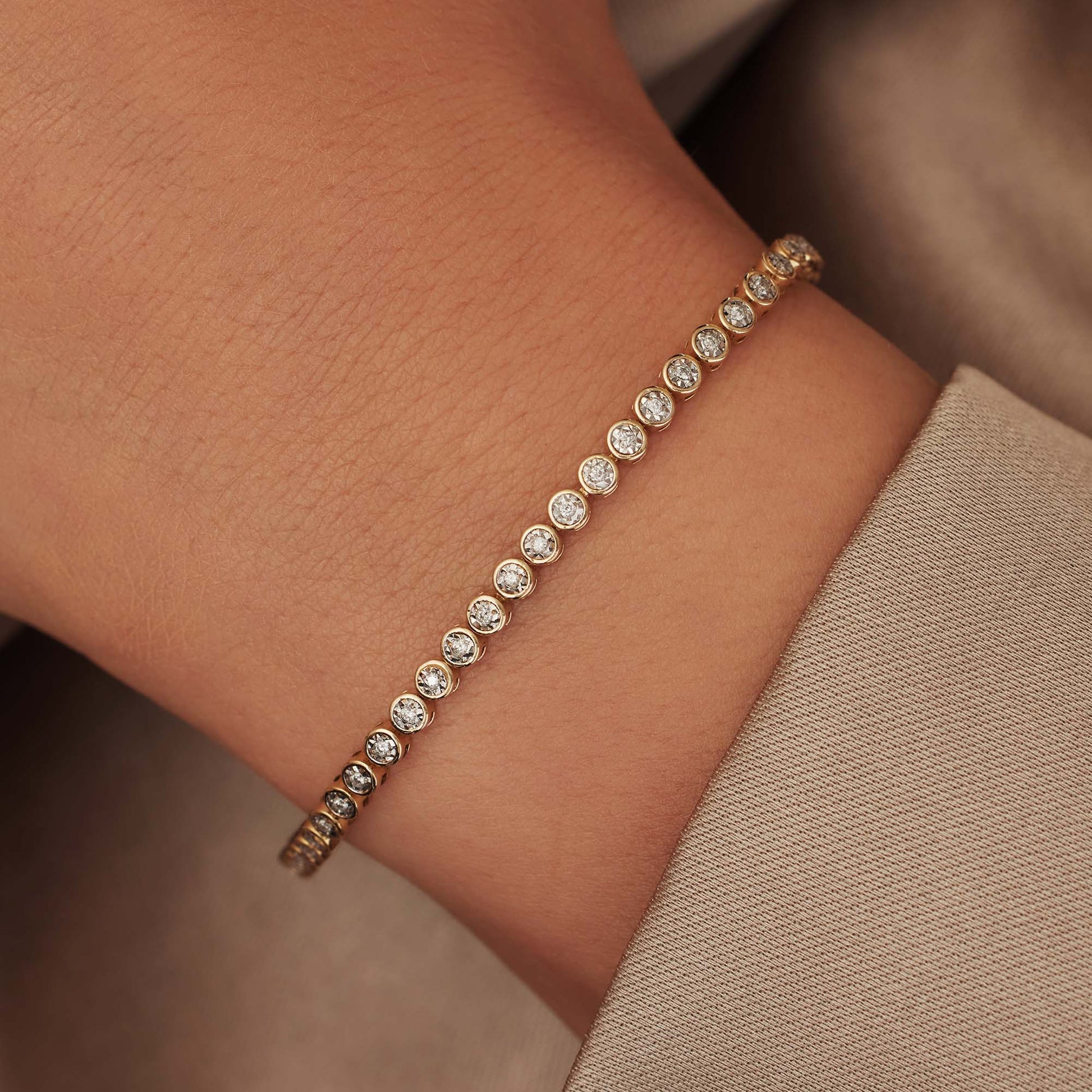Isabel Bernard De la Paix Alfie 14 Carat Golden Tennis Bracelet | diamond 0.36 ct | IBD320007