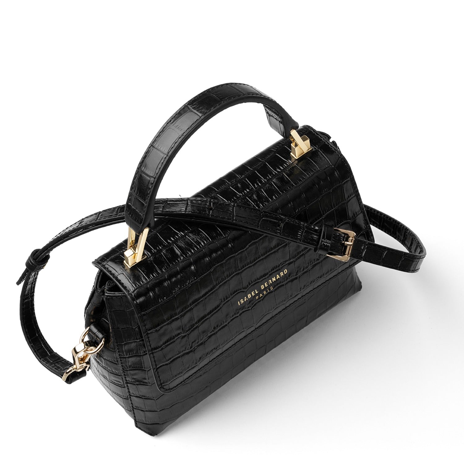 Femme Forte Heline croco Black Handbag made of Calfskin Bag IB21037