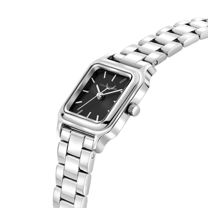 Violet Hamden Dawn Base Square Women's Watch Silver Coloured and Black VH09042-zoom-