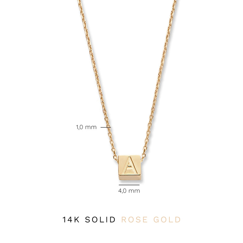 Isabel Bernard La Concorde 14 Karaat Roségouden Kubus Initial Ketting IB340055-Z-zoom-