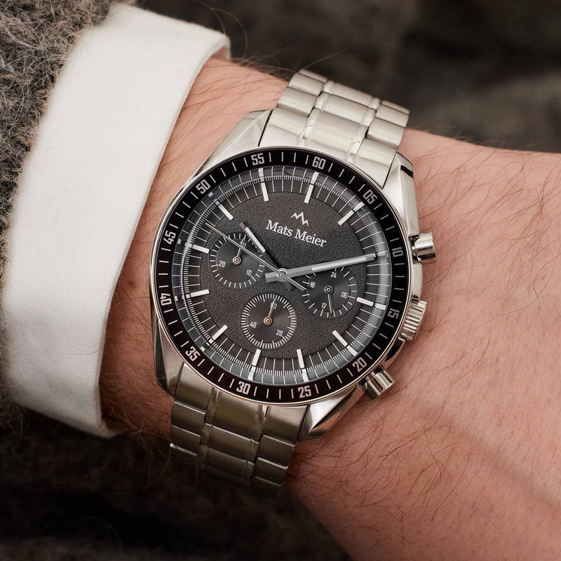 Mats Meier Arosa Racing Chronograph Men'sWatch Silver-coloured and Black MM50012-zoom-