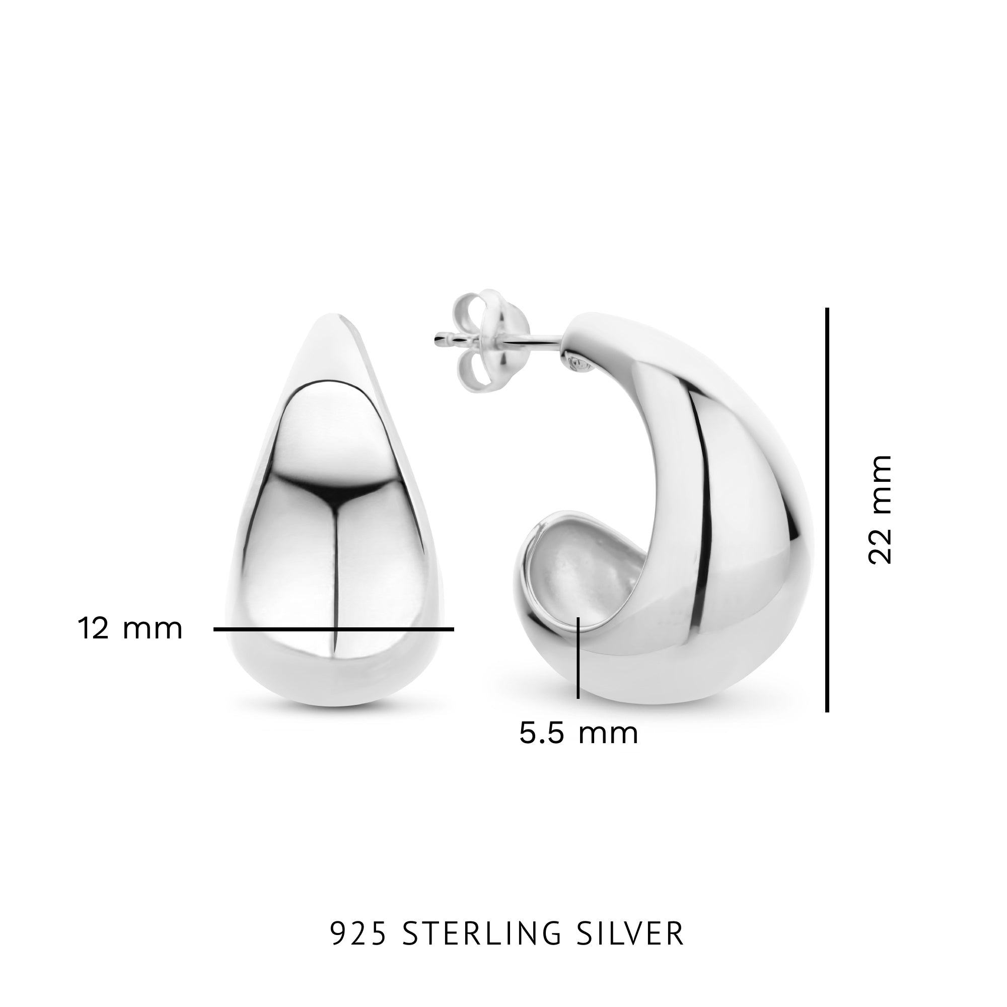 Parte Di Me Bibbiena Poppi Casentino 925 Sterling Silver Hoop Earrings PDM36159