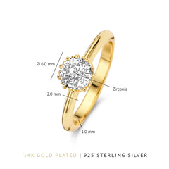 Parte Di Me Cento Luci Rosia 925 sterling Silver gold plated Ring PDM33041-52