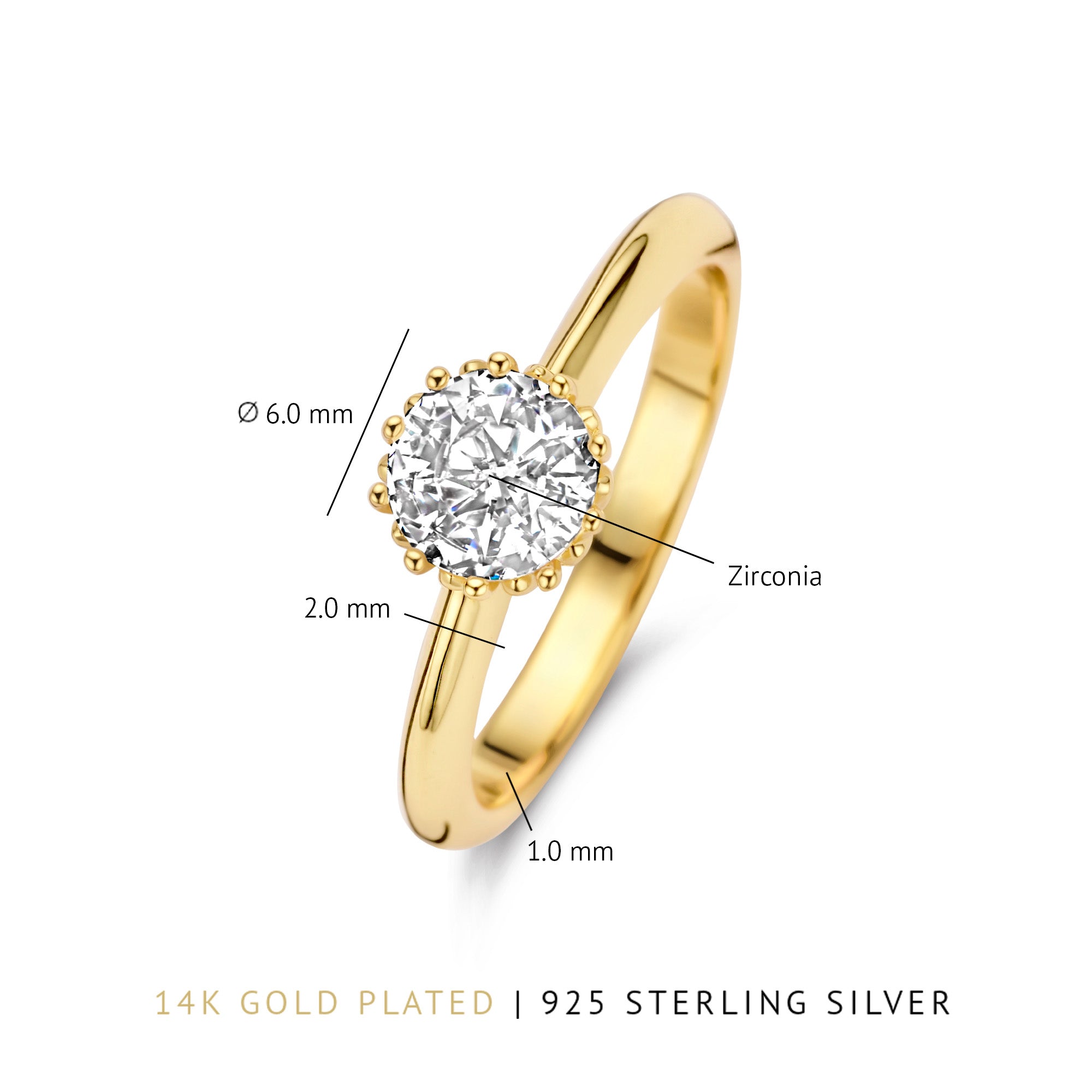 Parte Di Me Cento Luci Rosia 925 sterling Silver gold plated Ring PDM33041-52