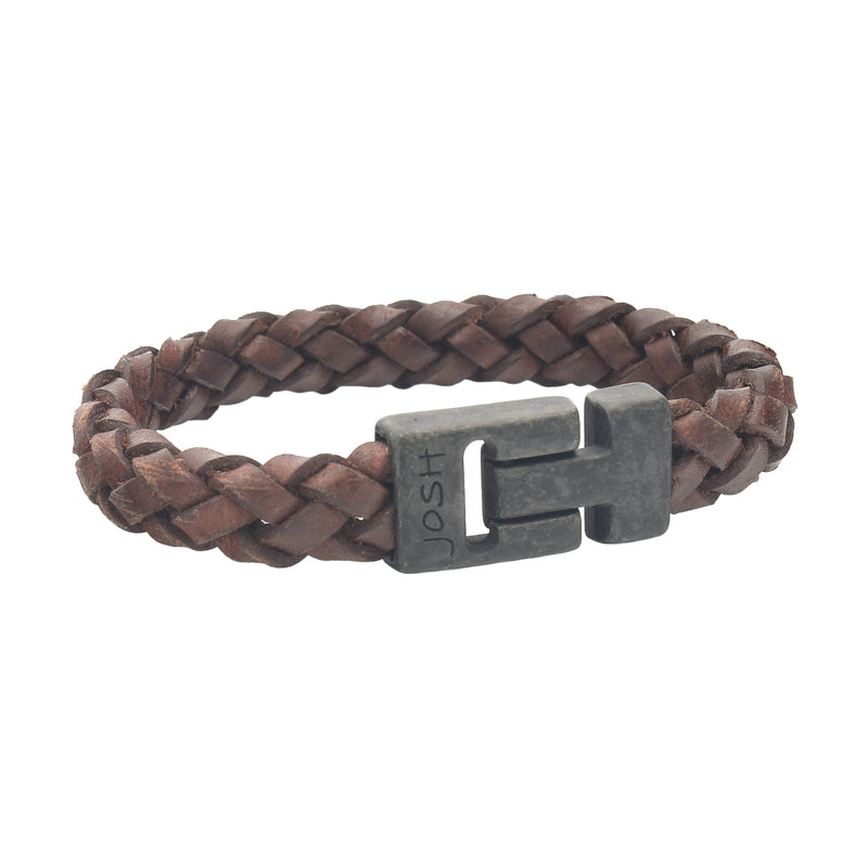 Josh Cognac Leather Bracelet 24979-BRA-VB/Cognac/M-zoom-
