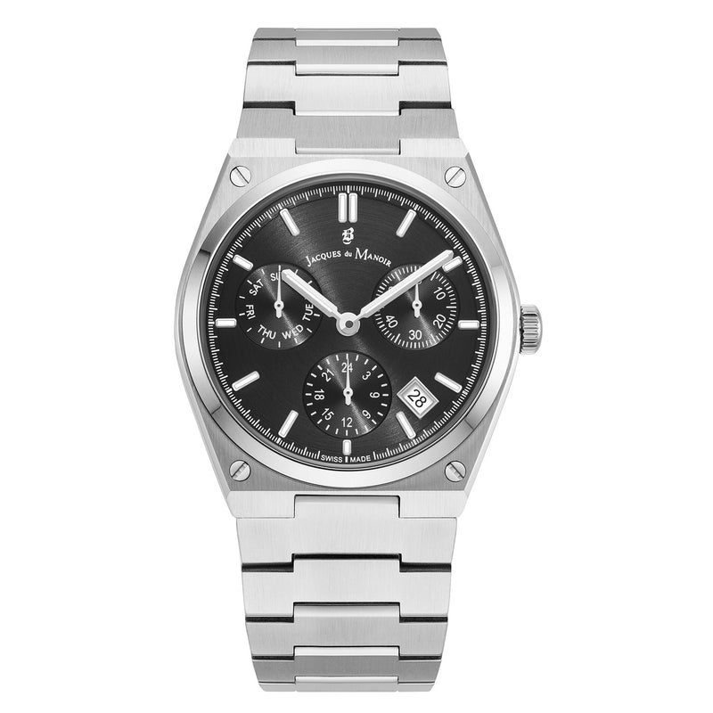Jacques du Manoir Horizon Gents Multifunction Silver-Coloured Stainless Steel Men's Watch JWN05701-zoom-