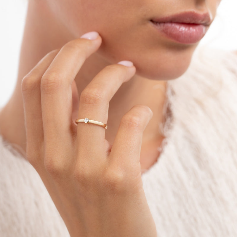 Isabel Bernard Rivoli Josie 14 Karat Gold Stacking Ring With Zirconia Stone IB330112-48-zoom-