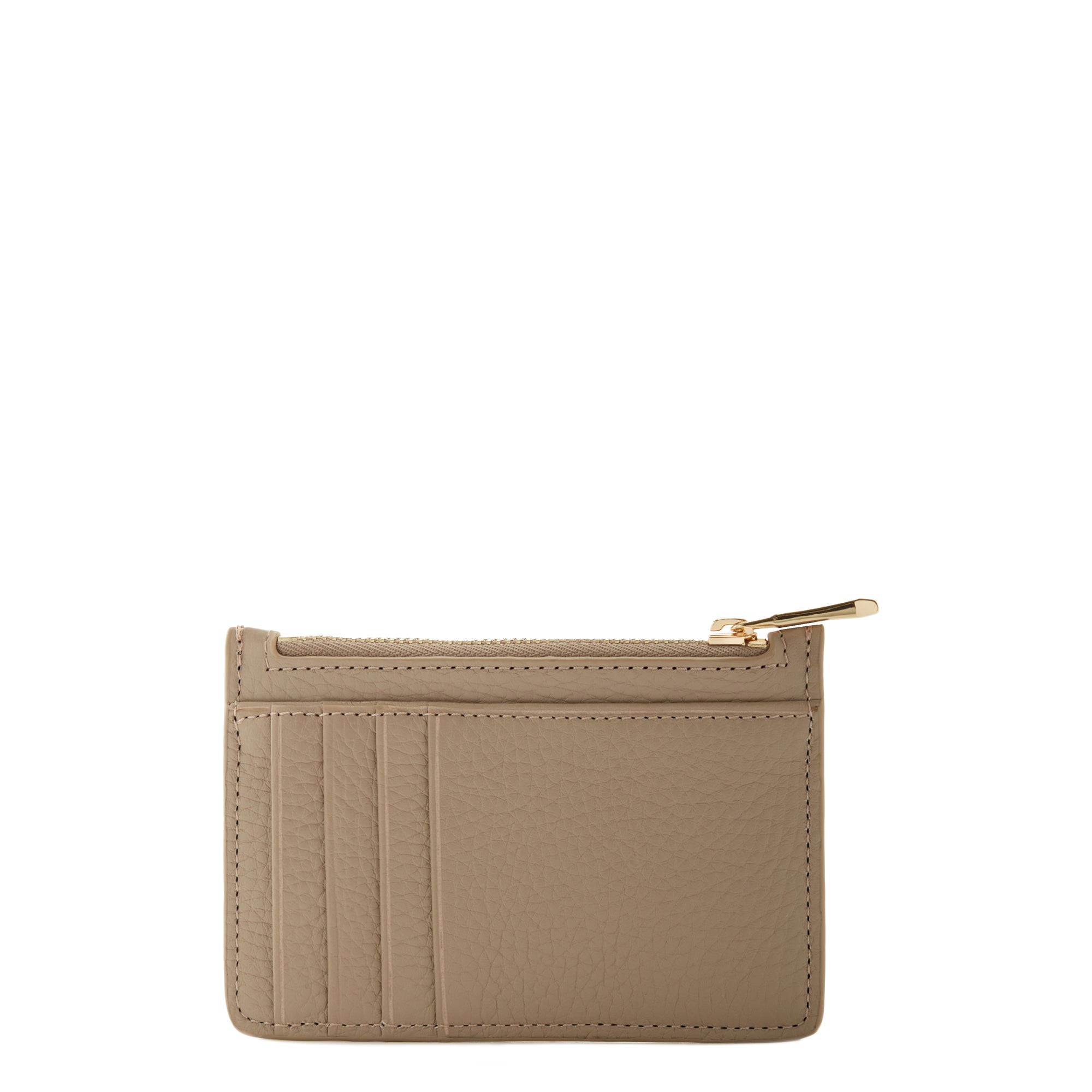 Isabel Bernard Honoré Aveline Taupe Leather Card Holder made of Calfskin IB27017