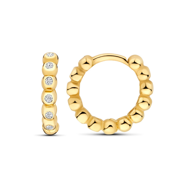 Beloro Jewels Monte Napoleone Elena 9 karat gold hoop earrings with zirconia stones (8,3 mm)  BO360114-zoom-