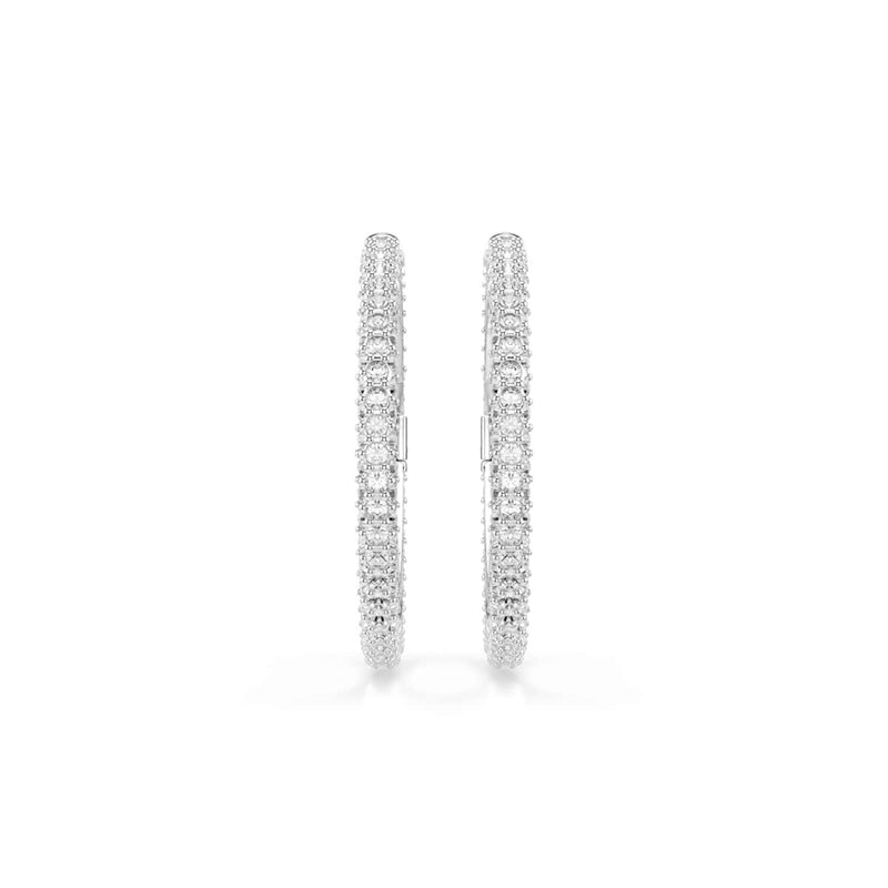 Swarovski Dextera Round Silver-Tone Hoop Earrings 5754156-zoom-
