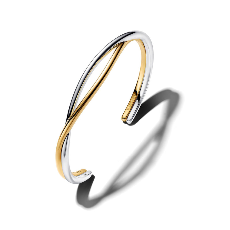 Pandora Essence Gold Plated Entwined Two-Tone Open Bangle 564656C00-zoom-