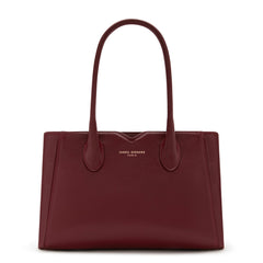 Isabel Bernard Honoré Cloe Midi Bordeaux Calfskin Leather Handbag IB25082-052