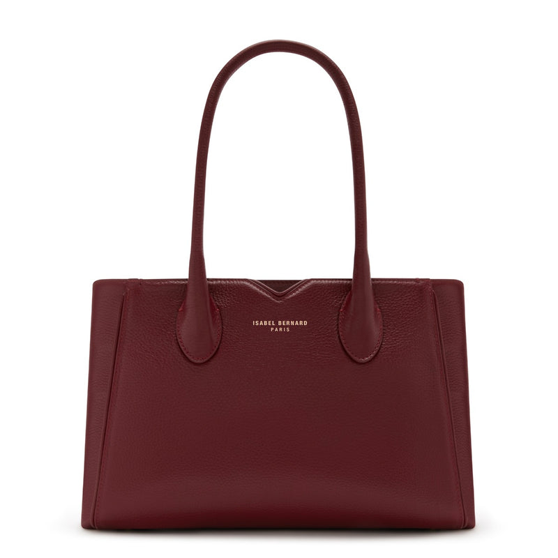 Isabel Bernard Honoré Cloe Midi Bordeaux Calfskin Leather Handbag IB25082-052-zoom-
