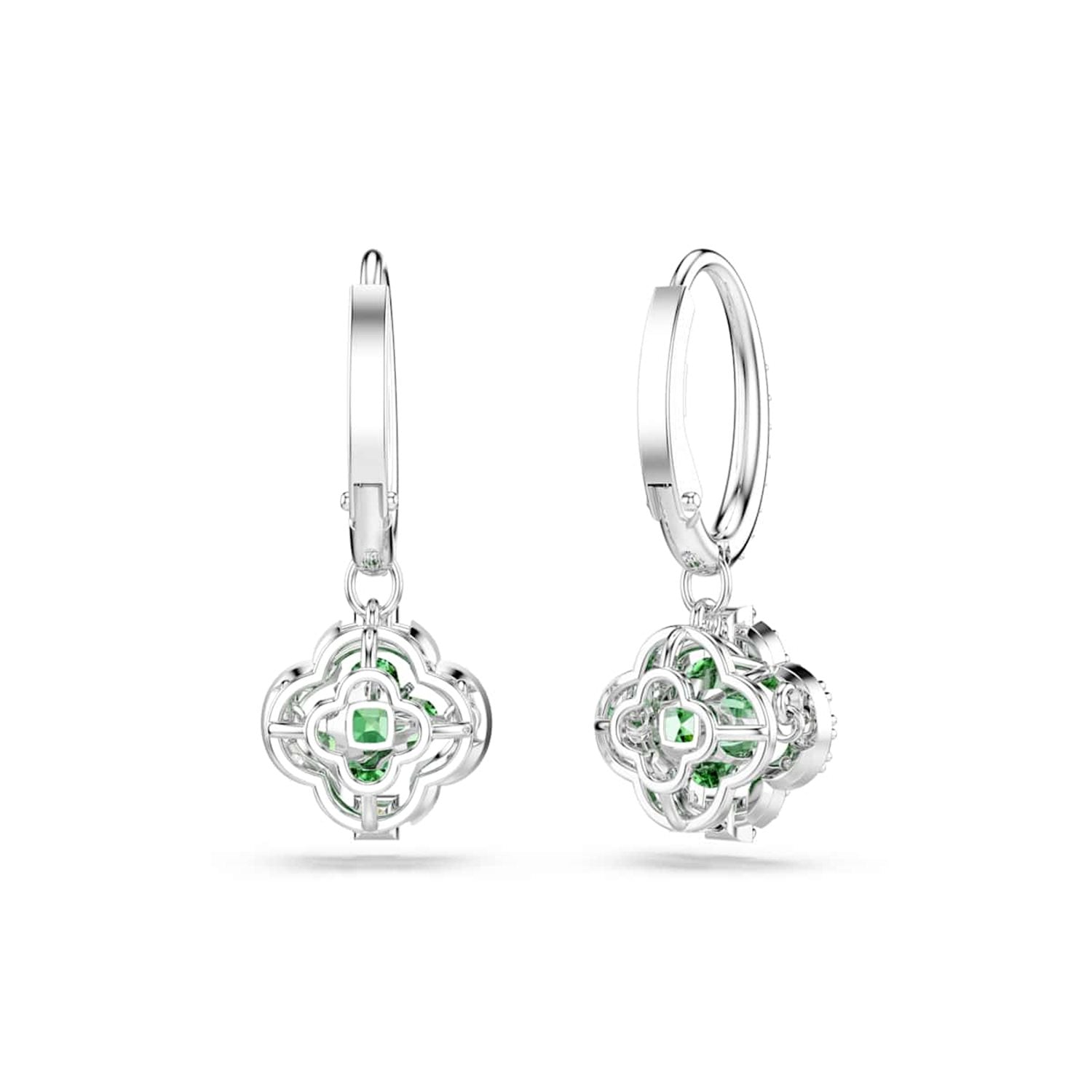 Swarovski Una Sparkling Dc Silver-Tone Drop Earrings with Green Crystal 5758001