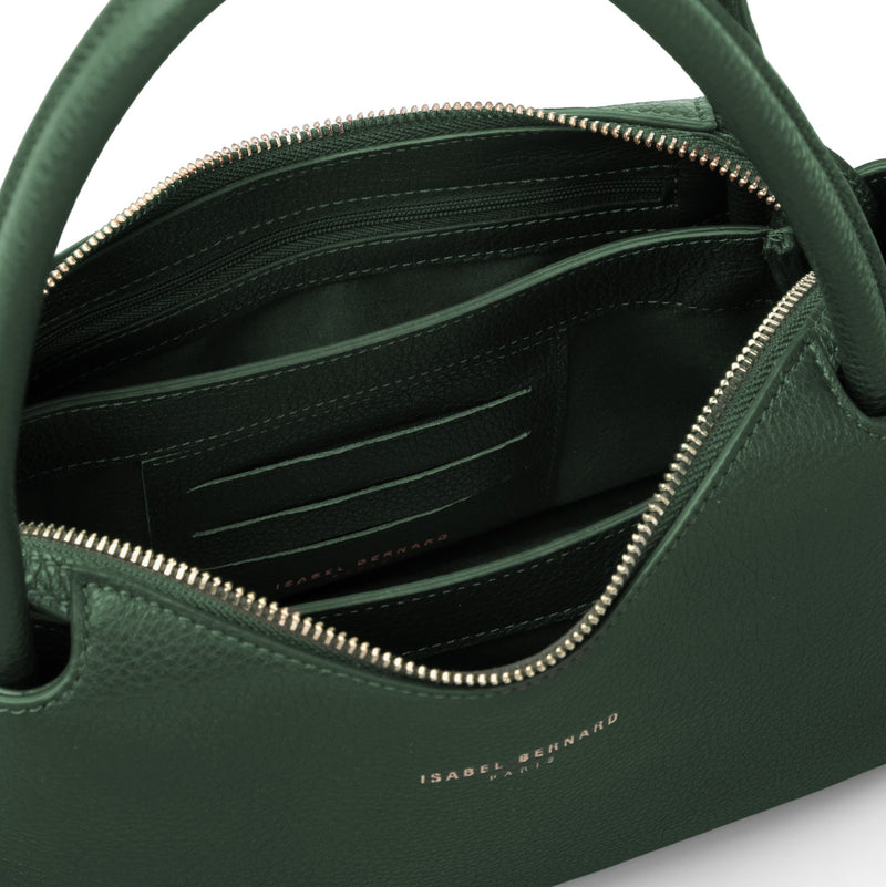 Isabel Bernard Honoré Eve Dark Green Calfskin Leather handbag IB21133-061-zoom-