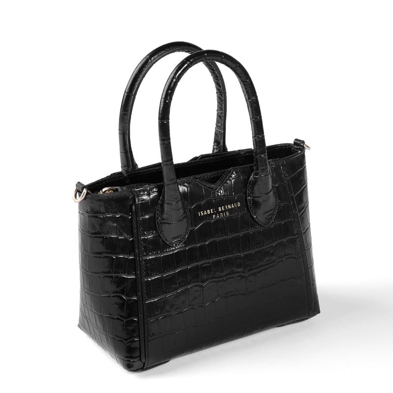 Isabel Bernard Honoré Cloe Mini Croco Black Calfskin Leather Handbag IB21124-201-zoom-
