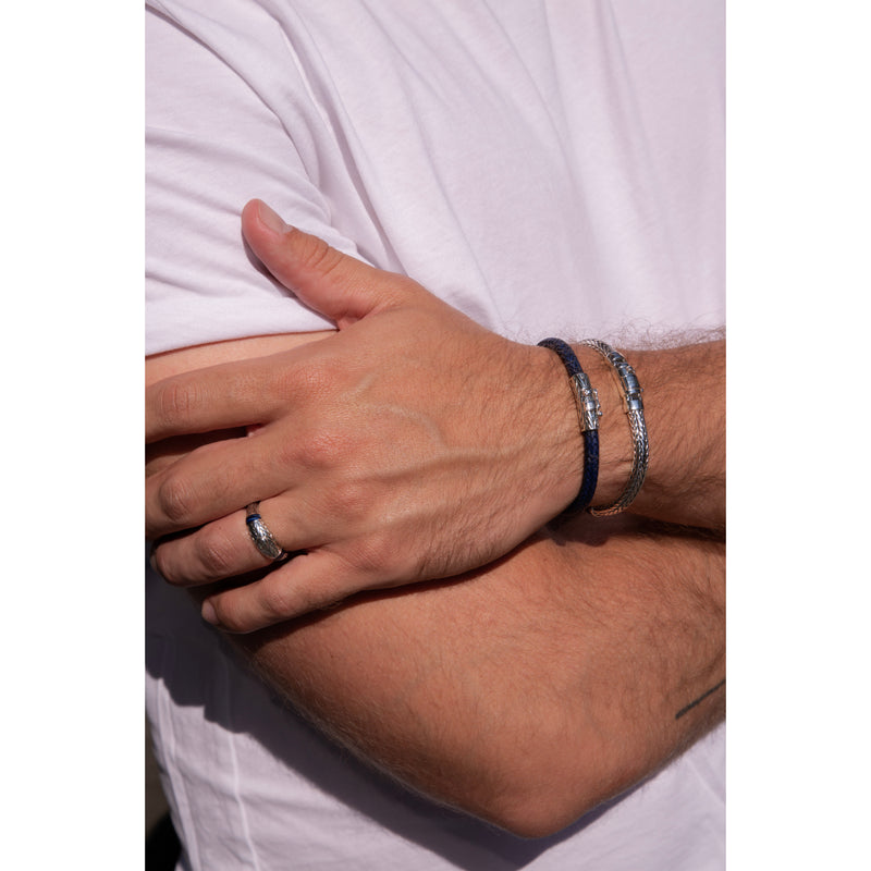 Buddha to Buddha Ellen 925 Sterling Silver Blue Leather Bracelet BTB149BU-F-zoom-
