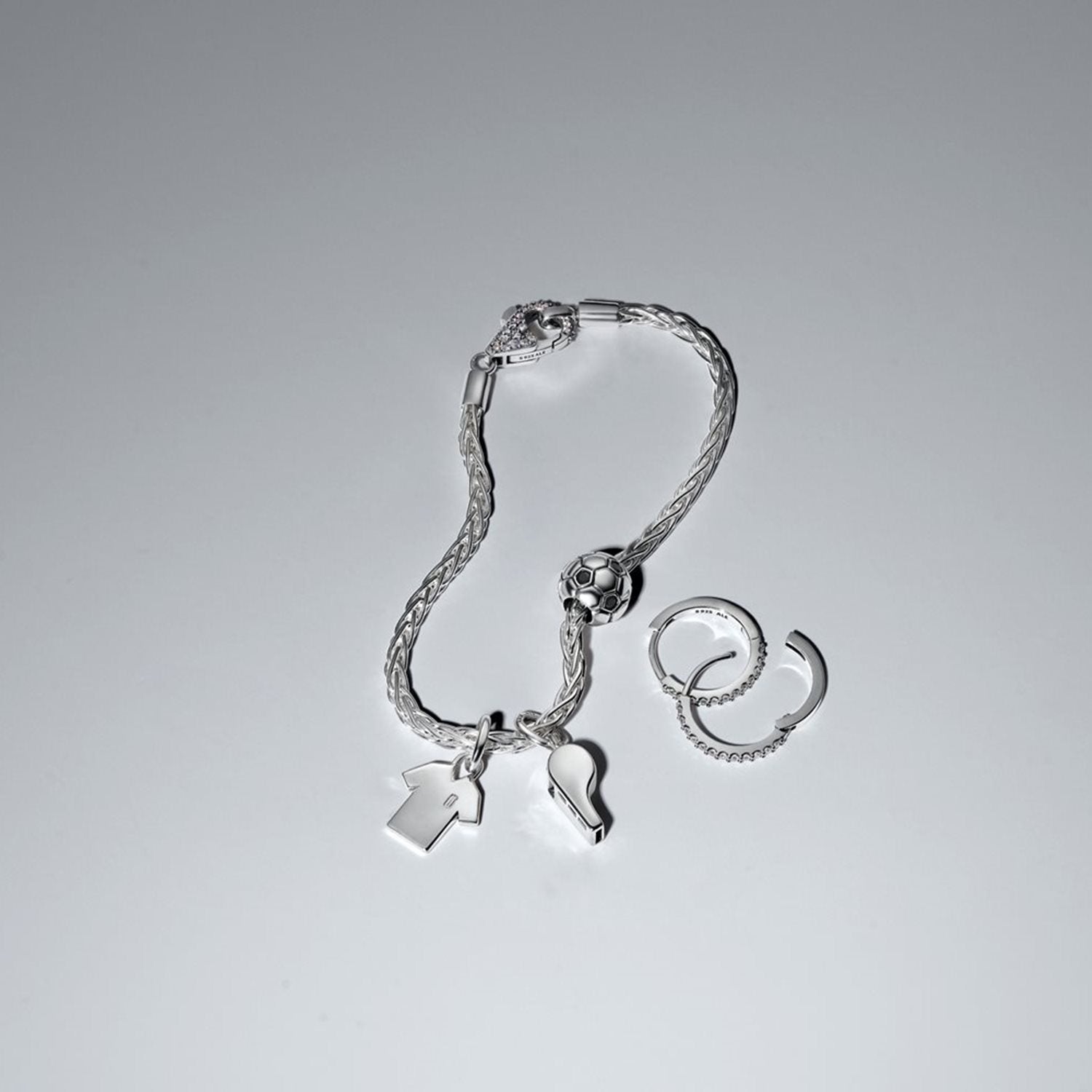 Pandora Moments 925 Sterling Silver Cubic Zirconia Engravable Soccer Shirt Dangle Charm 794708C01