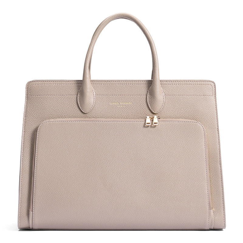Isabel Bernard Honoré Nadine Taupe Leather Handbag made of Calfskin IB25038-zoom-