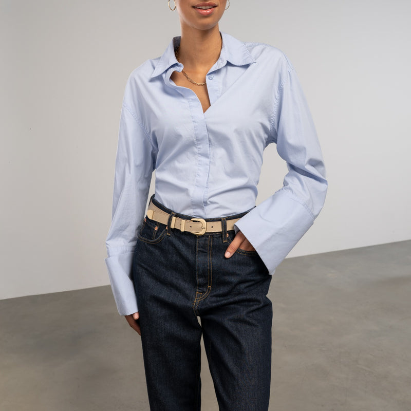 Isabel Bernard Rêveur Mathilde Taupe calfskin belt with gold-coloured buckle IB60020-078-95-zoom-