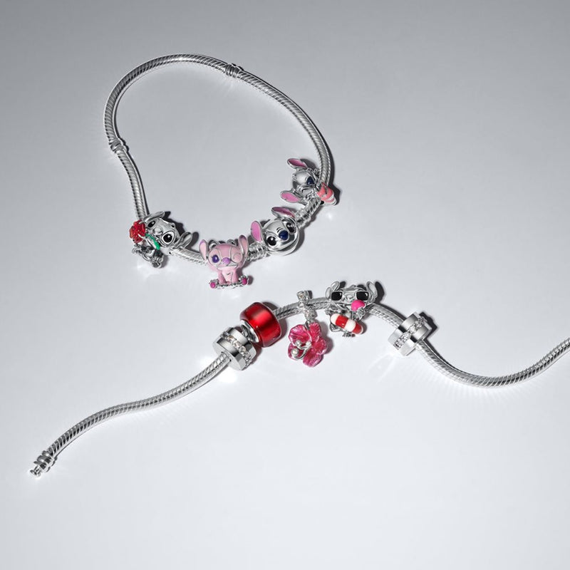 Pandora Disney 925 Sterling Silver Murano Glass and Enamel Disney Stitch Summer Fun Charm 794642C01-zoom-