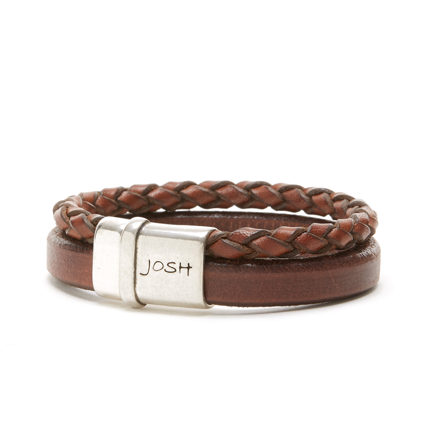 Josh Cognac Armband 09110-BRA-COGNAC-M (Lengte: 20.50 cm)