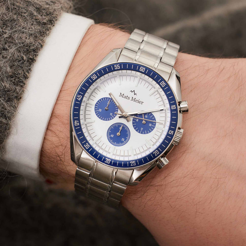 Mats Meier Arosa Racing Chronograph Men'sWatch Silver-coloured and White MM50013-zoom-