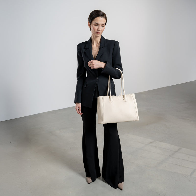 Isabel Bernard Honoré Cloe Crème Calfskin Leather Handbag IB25077-zoom-