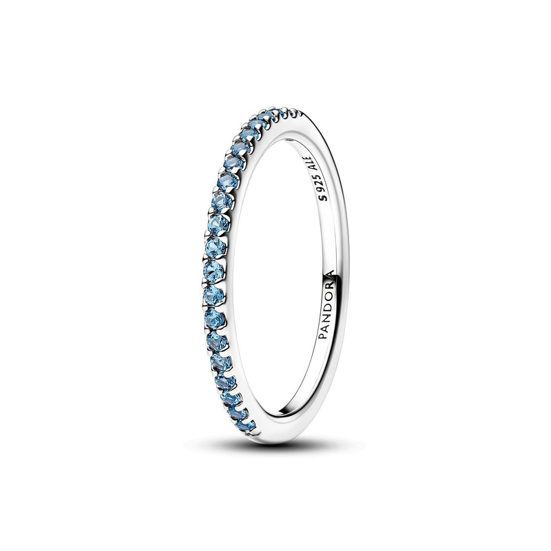 Pandora Timeless 925 Sterling Silver Sparkling Aquamarine Half-Eternity Band Ring 192999C03-zoom-