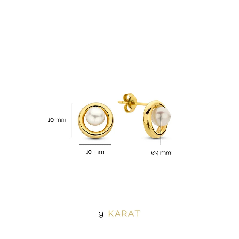 Beloro Jewels Monte Napoleone Perla 9 carat gold Ear Studs BO360039-zoom-