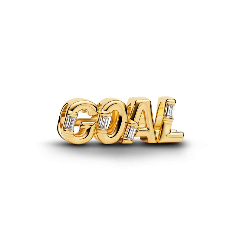 Pandora Moments Gold Plated Cubic Zirconia Goal Script Charm 764709C01-zoom-