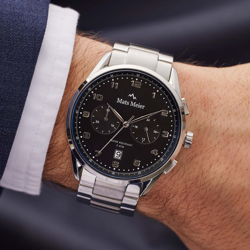 Mats Meier Mont Vélan Chrono Black/Silver Coloured Watch MM10004-zoom-