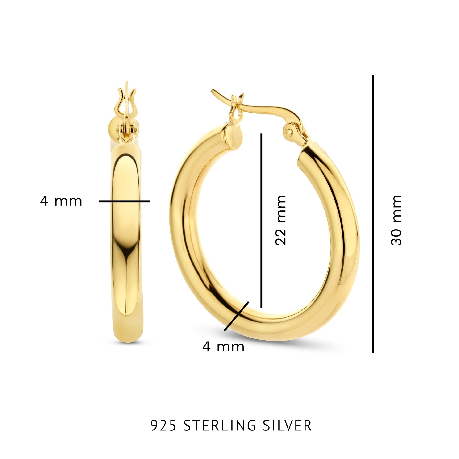 Parte Di Me Bibbiena Poppi Casentino 925 Sterling Silver Gold Plated Hoop Earrings PDM36154