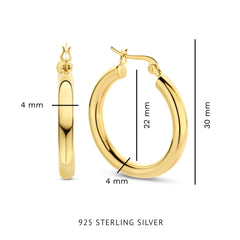 Parte Di Me Bibbiena Poppi Casentino 925 Sterling Silver Gold Plated Hoop Earrings PDM36154