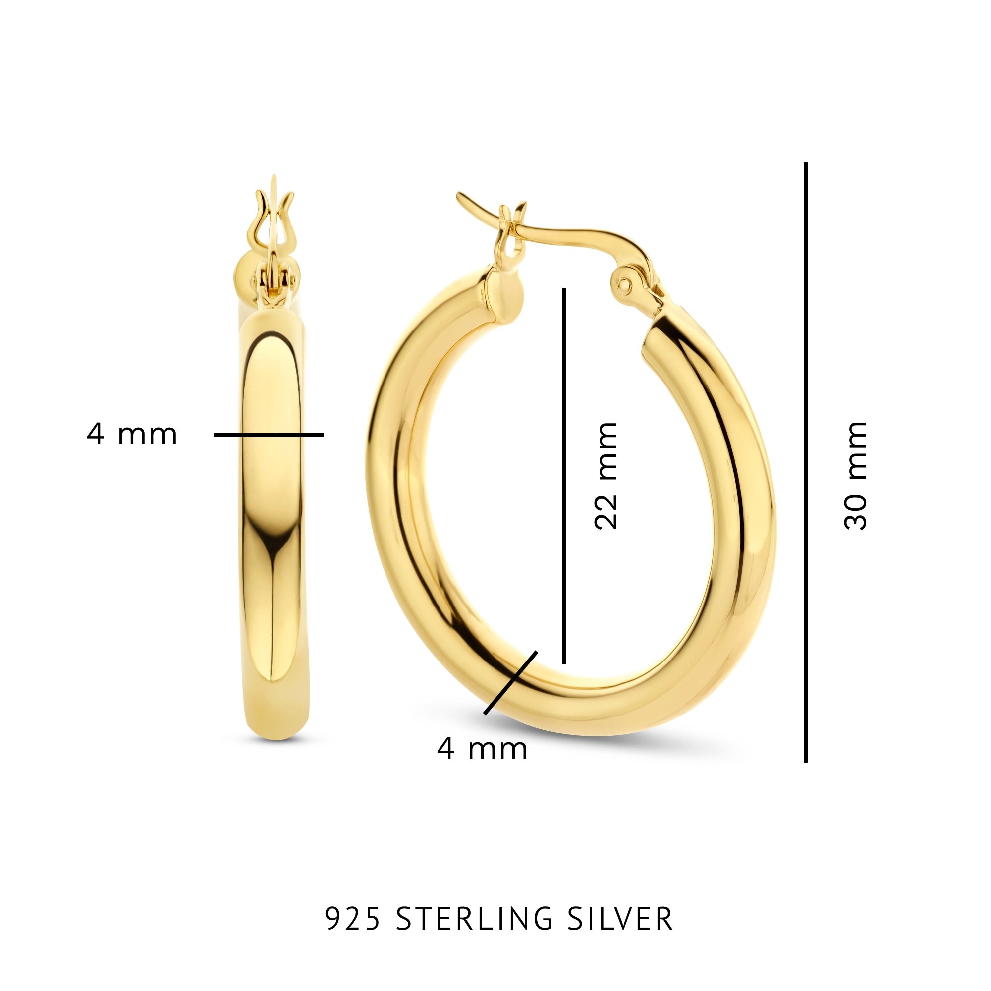 Parte Di Me Bibbiena Poppi Casentino 925 Sterling Silver Gold Plated Hoop Earrings PDM36154