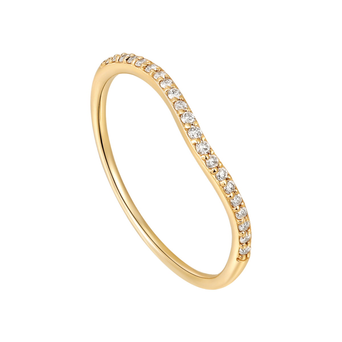 Ania Haie Magma Wave 14 Carat Gold Ring with Diamond AH-RAU004-01YG-50