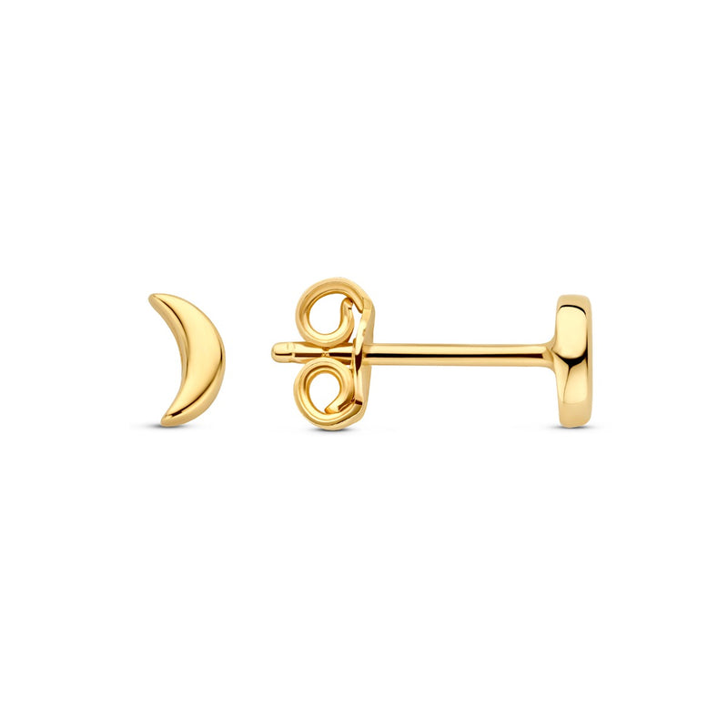 Beloro Jewels Della Spiga Ceri 9 Karat Gold Ear Studs with Moon BO360095-zoom-