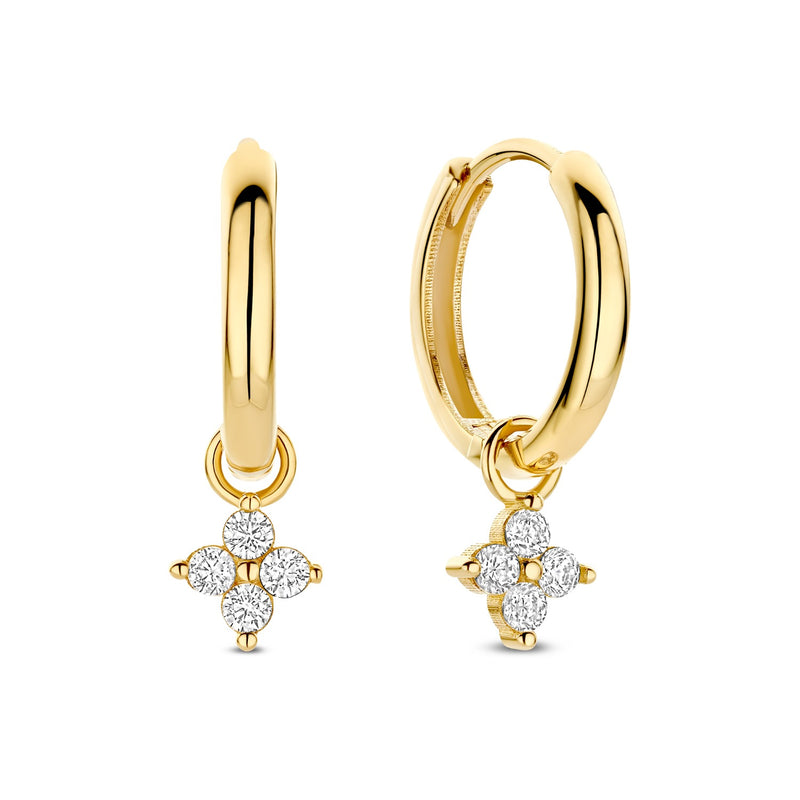 Isabel Bernard Le Marais Audrey 14 Karat Gold Hoop Earrings With Zirconia Stone IB360289-zoom-