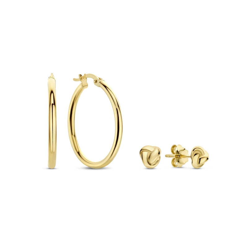 Beloro Jewels Regalo d'Amore 9 karat gold earring set with knot BO90037-zoom-