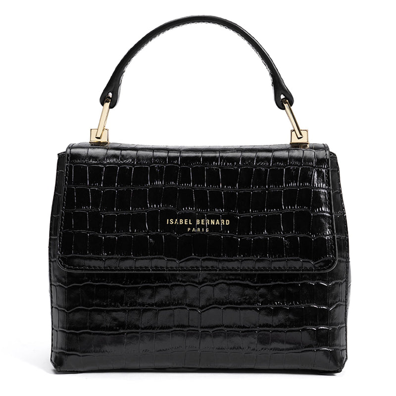 Isabel Bernard Femme Forte Heline croco Black Leather Handbag made of Calfskin IB21037-zoom-