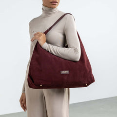 Isabel Bernard Honoré Grace dark bordeaux suede shoulder bag IB25093-152