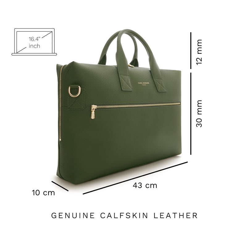 Isabel Bernard Honoré Anique Green Calfskin Handbag IB25061-zoom-