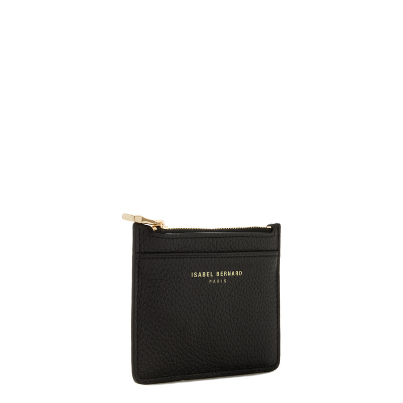 Isabel Bernard Honoré Aveline Black Leather Card Holder made of Calfskin IB27016-zoom-