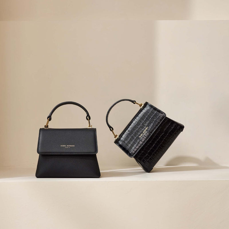 Isabel Bernard Femme Forte Heline croco Black Leather Handbag made of Calfskin IB21037-zoom-