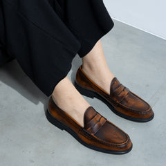 Isabel Bernard Vendôme Blandine cognac spazzolato leather loafers IB51015-636-35