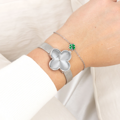 OOZOO Timepieces Silver and Grey Clover Women's Watch C11526