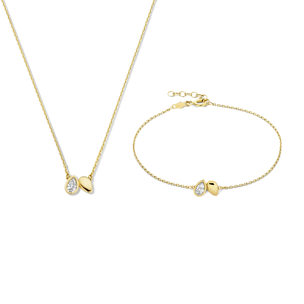 Beloro Jewels Regalo d'Amore 9 carat gold Necklace and Bracelet Giftset BO90016