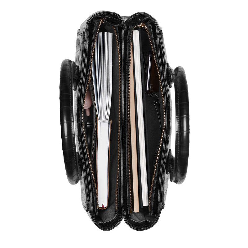 Isabel Bernard Honoré Cloè Black Croco Handbag IB25007-zoom-