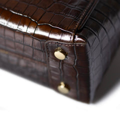 Isabel Bernard Honoré Cloe Mini Croco Brown Calfskin Leather Handbag IB21124-230