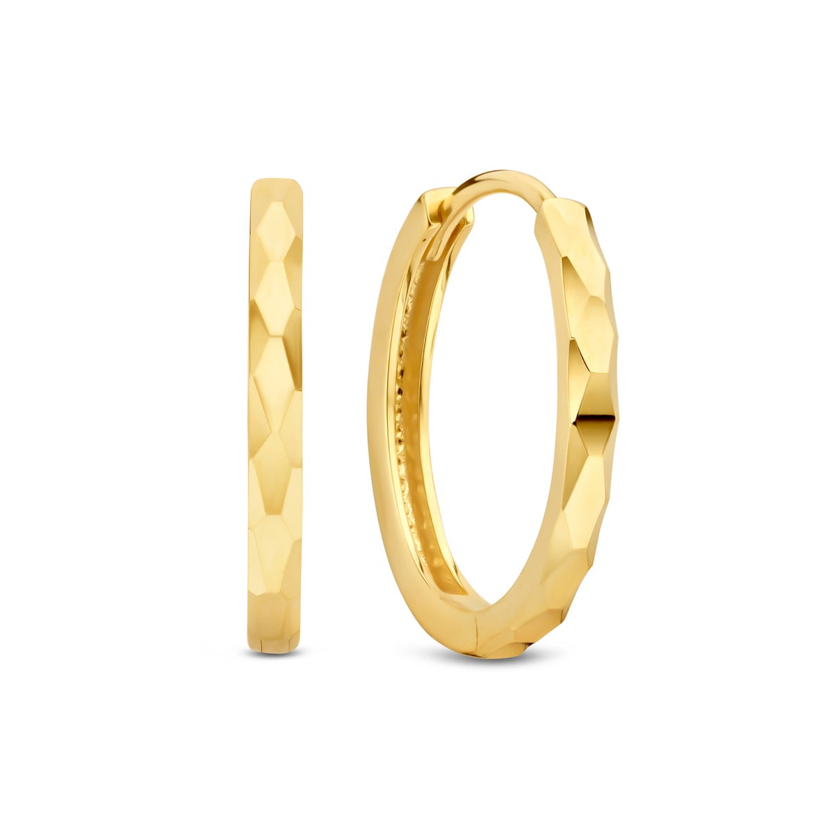 Beloro Jewels Quadrilatero d'Ora Marina 9-Carat Hoop Earrings with Diamond Cut BO360091